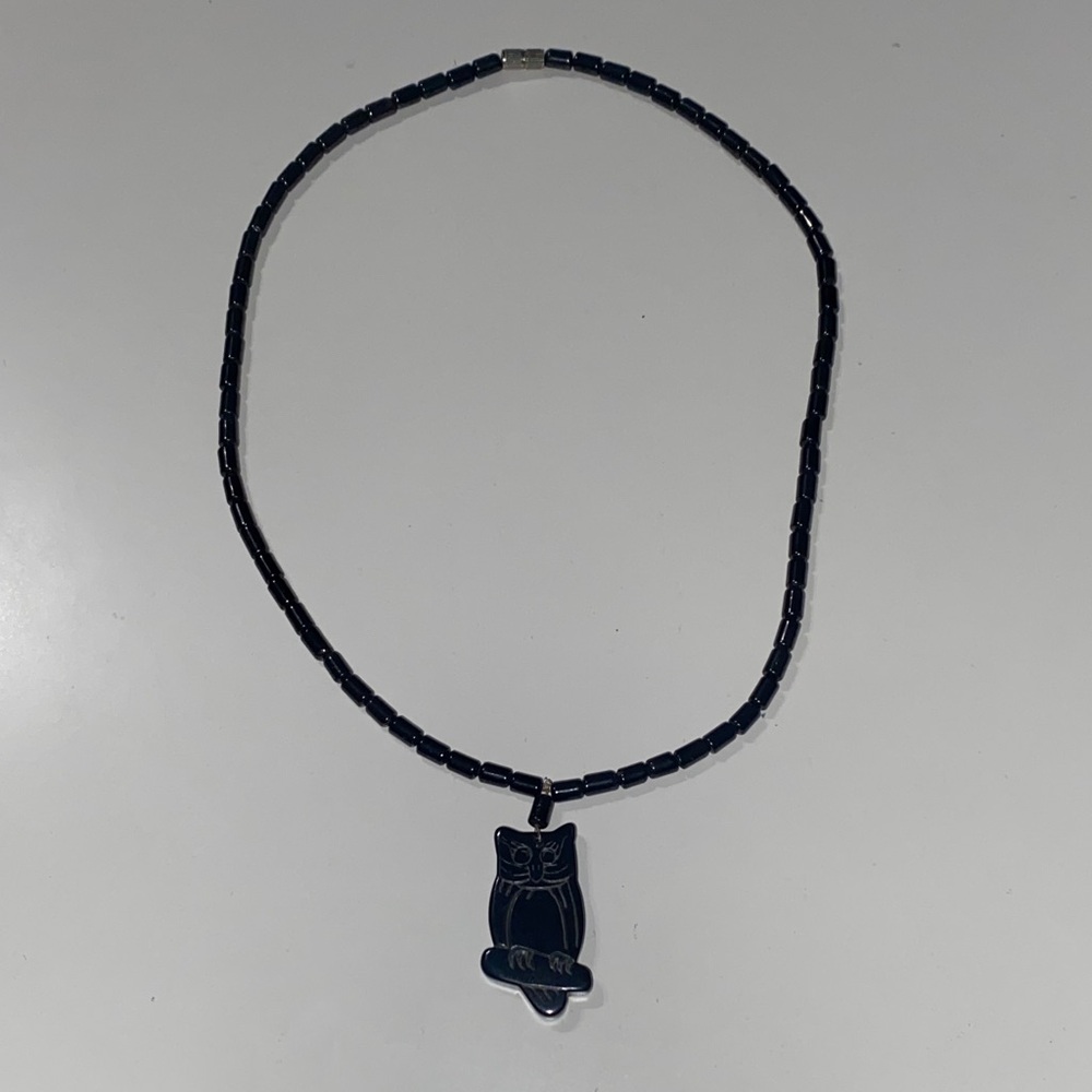 Vintage Pewter Owl Pendant Necklace